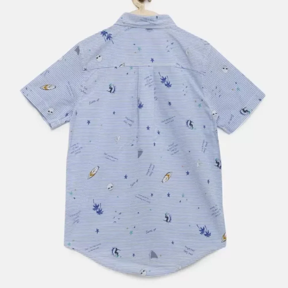 Children’s Place Blue Button Down Short Sleeve Shirt(Size XXL 16)
